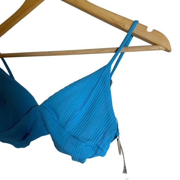 L*Space Pointelle Rib Winnie Island Blue V-Neck Bikini Swimsuit Top Size XS - Picture 5 of 7